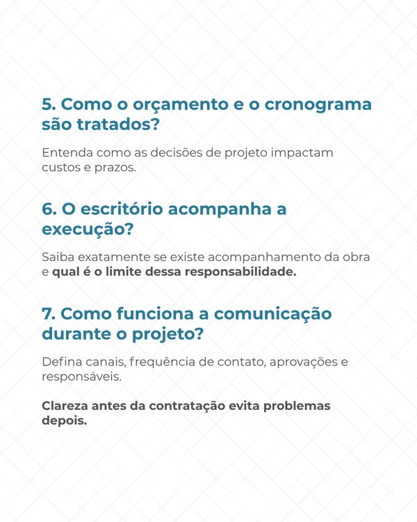 7 perguntas para fazer antes de contratar um escritório de arquitetura, slide 5 de 6