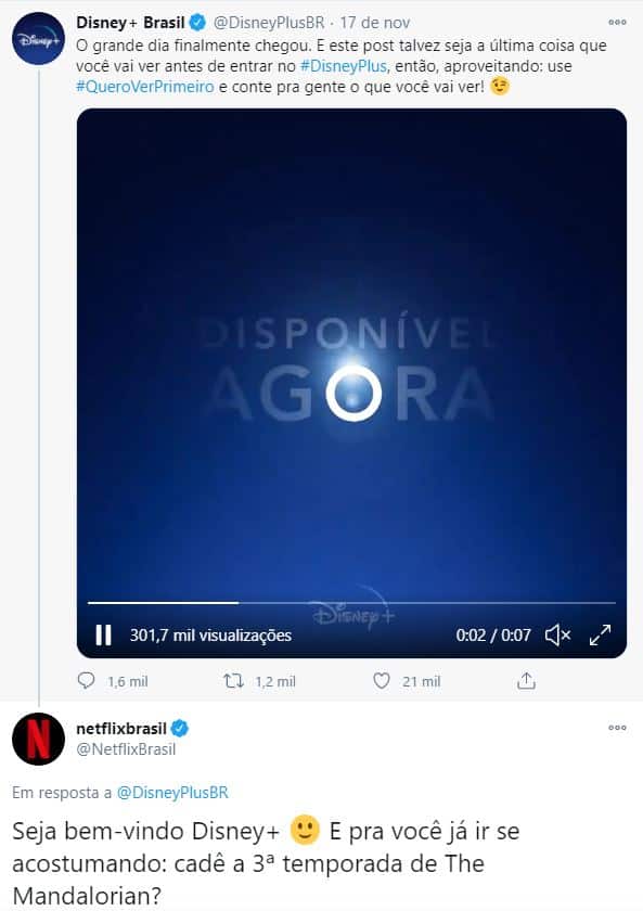 Conversa entre Disney+ e Netflix