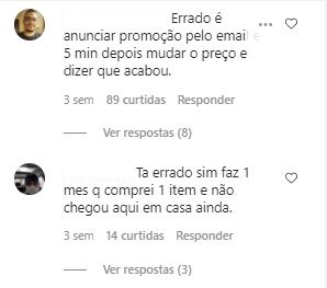 Atritos no Instagram. Fonte: Instagram