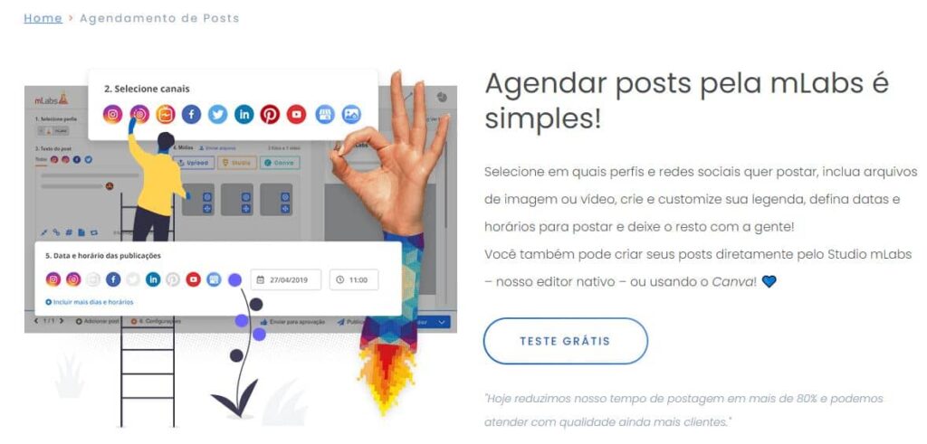 O calendário do Mlabs. Fonte: Mlabs