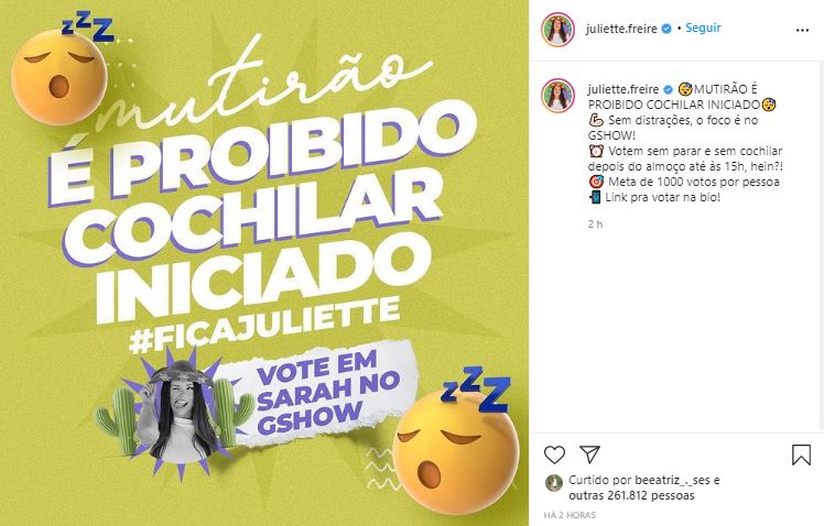 Gestão de Instagram da Juliette