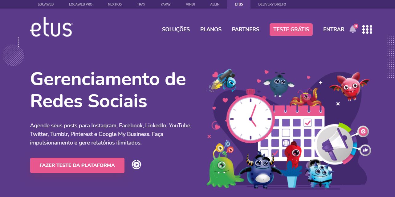 O Etus é uma ótima opção de gerenciamento de redes sociais