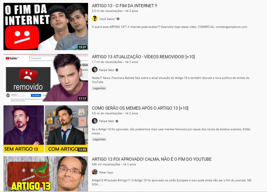 O Artigo 13 no YouTube