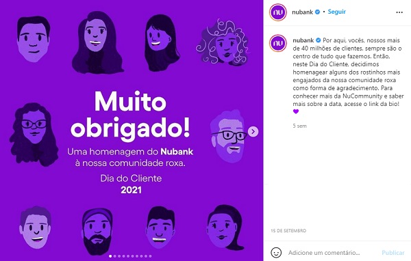 Confiança e o gatilho mental da Nubank Reprodução: (Instagram/@nubank)