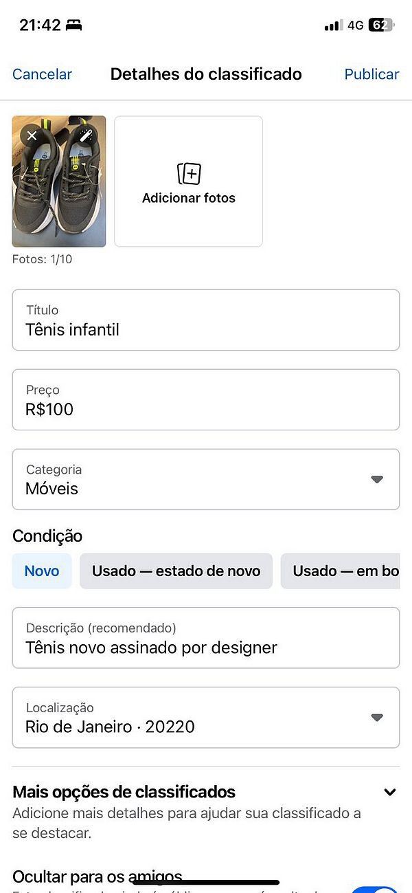 Vender um produto no Marketplace do Facebook