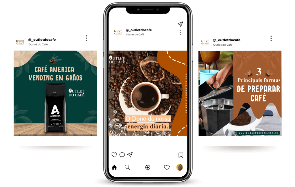 Gestão de redes sociais para empresa de venda de equipamentos: Outlet do Café
