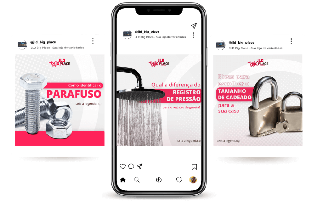 Gestão de redes sociais para venda de equipamentos - JLD Big Place